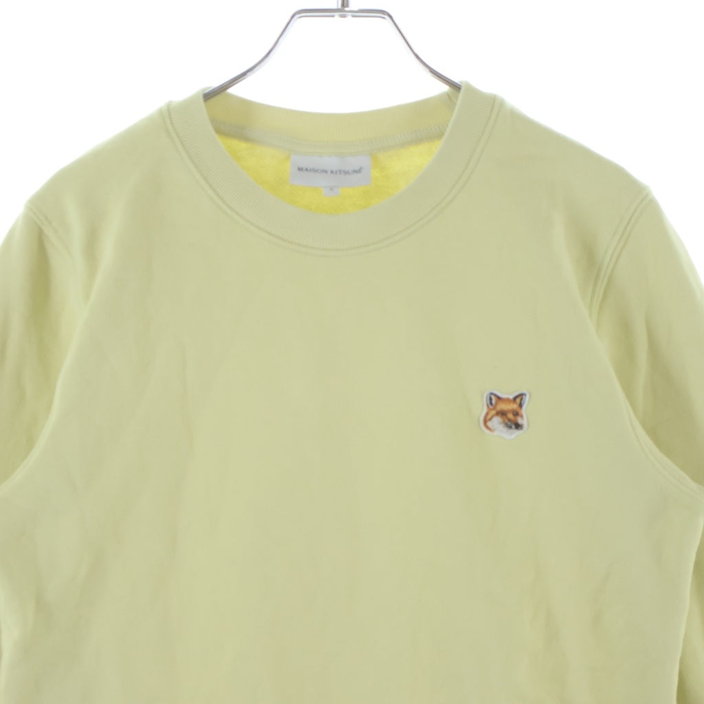 MAISON KITSUNE(メゾンキツネ) FOX HEAD PATCH フォックス ヘッド パッチ クルーネックスウェットトレーナー レディース イエロー LW00302KM0001