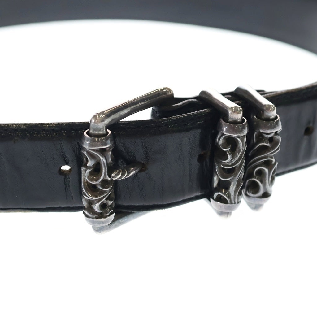 CHROME HEARTS(クロムハーツ) BLT ROLLER 3PC 1.5inch 3PCローラーバックル レザーベルト ブラック/シルバー
