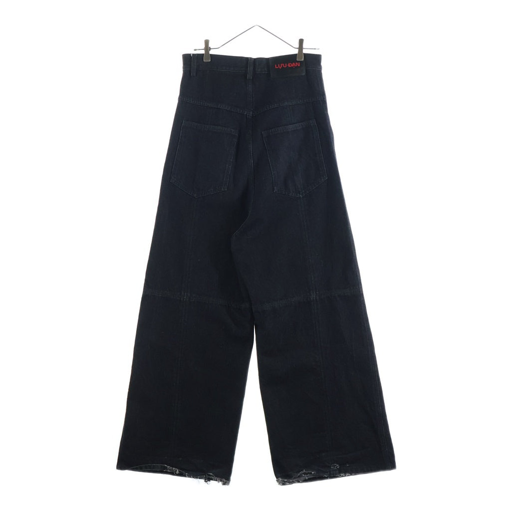 LU'U DAN(ルーダン) イタリア製 WASHED DENIM ジッパーフライ コットン バギー ウォッシュドデニムパンツ ブラック