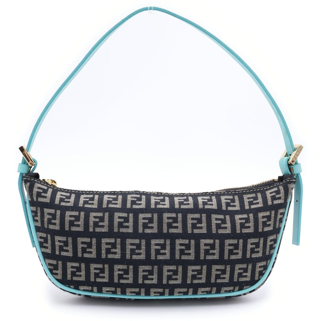 FENDI(フェンディ) ズッキーノ ズッカ柄 ショルダーポーチ バッグ ブラック/ブルー 8BR133 レディース