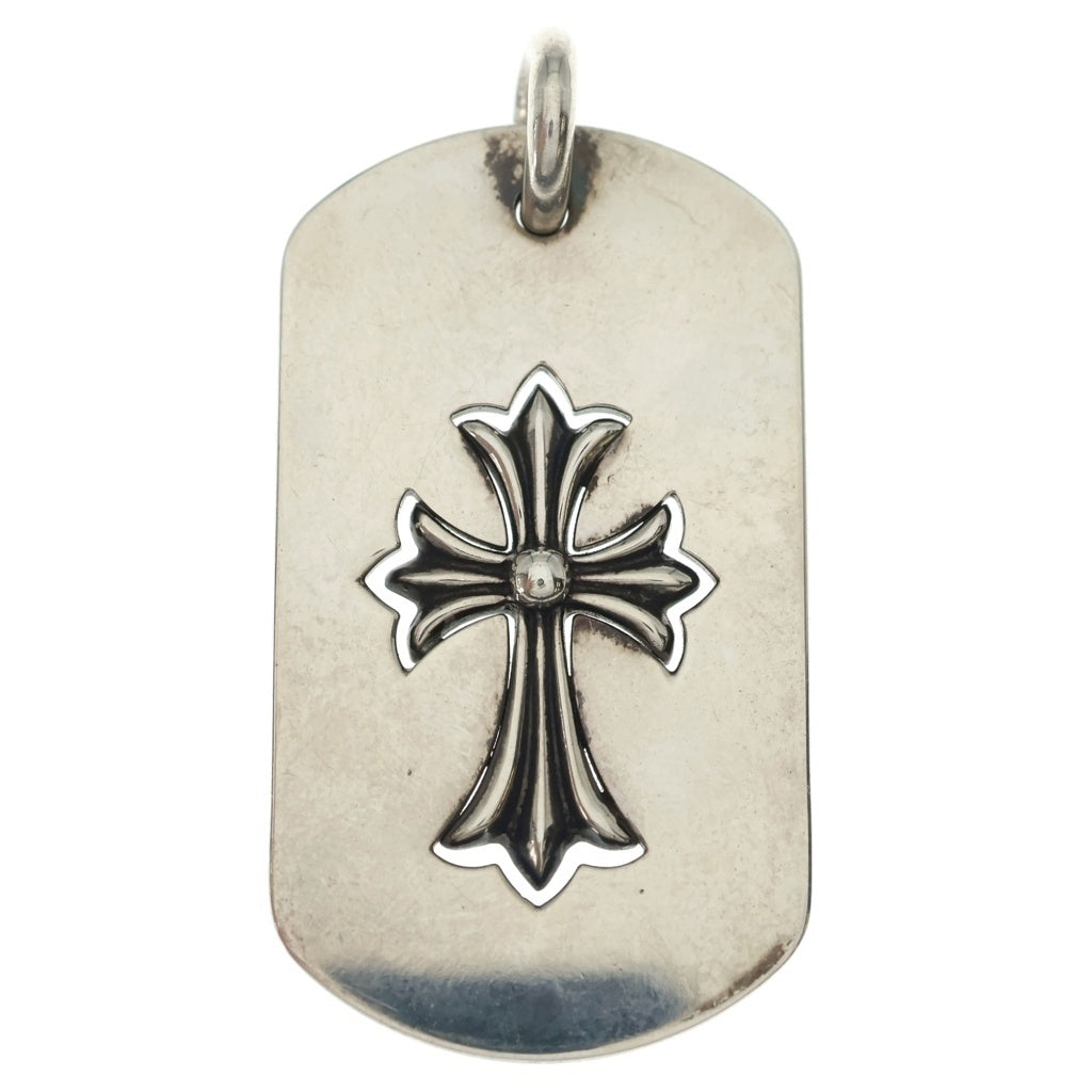 CHROME HEARTS(クロムハーツ) D TAG LRG TNY CRS カットアウトタイニーCHクロス ラージドッグタグ ネックレストップ シルバー