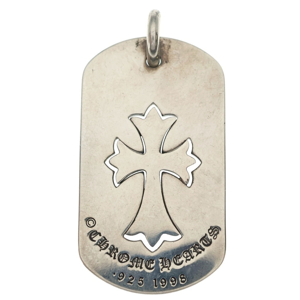 CHROME HEARTS(クロムハーツ) D TAG LRG TNY CRS カットアウトタイニーCHクロス ラージドッグタグ ネックレストップ シルバー