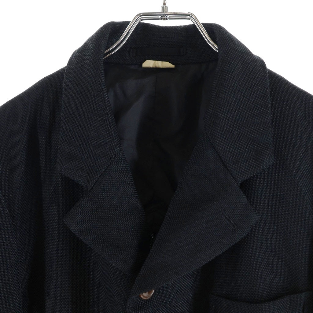 COMME des GARCONS HOMME DEUX(コムデギャルソン オムドゥ) 26SS AD2025 エステルメッシュ 製品後加工 シングルテーラードジャケット ブラック DQ-J023