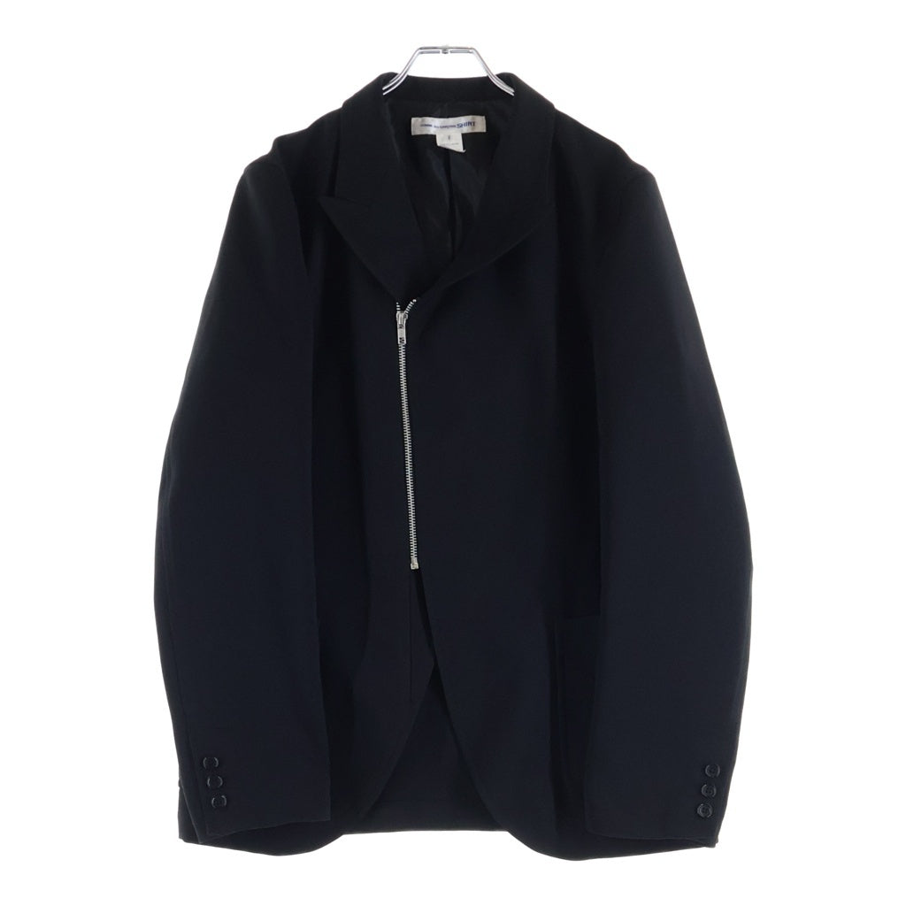 COMME des GARCONS SHIRT(コムデギャルソンシャツ) 26SS ポリエステルツイル フロントジップ ノッチドラペルジャケット ブラック FQ-J502