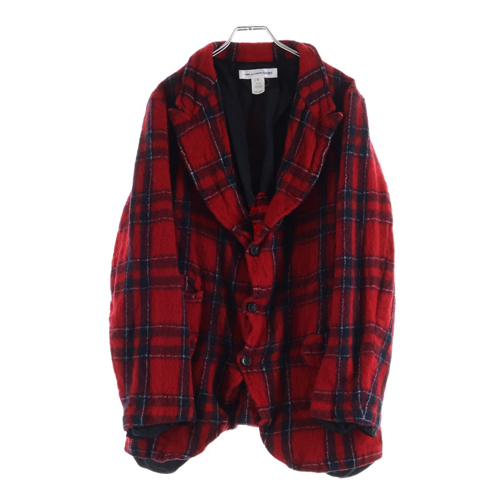 COMME des GARCONS SHIRT(コムデギャルソンシャツ) タータンチェック ウール縮絨 シングルテーラードジャケット レッド FJ-J003