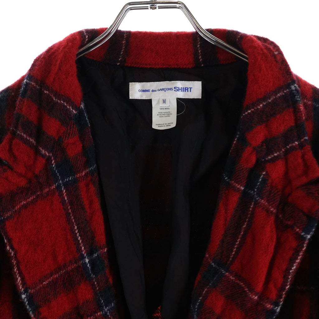 COMME des GARCONS SHIRT(コムデギャルソンシャツ) タータンチェック ウール縮絨 シングルテーラードジャケット レッド FJ-J003