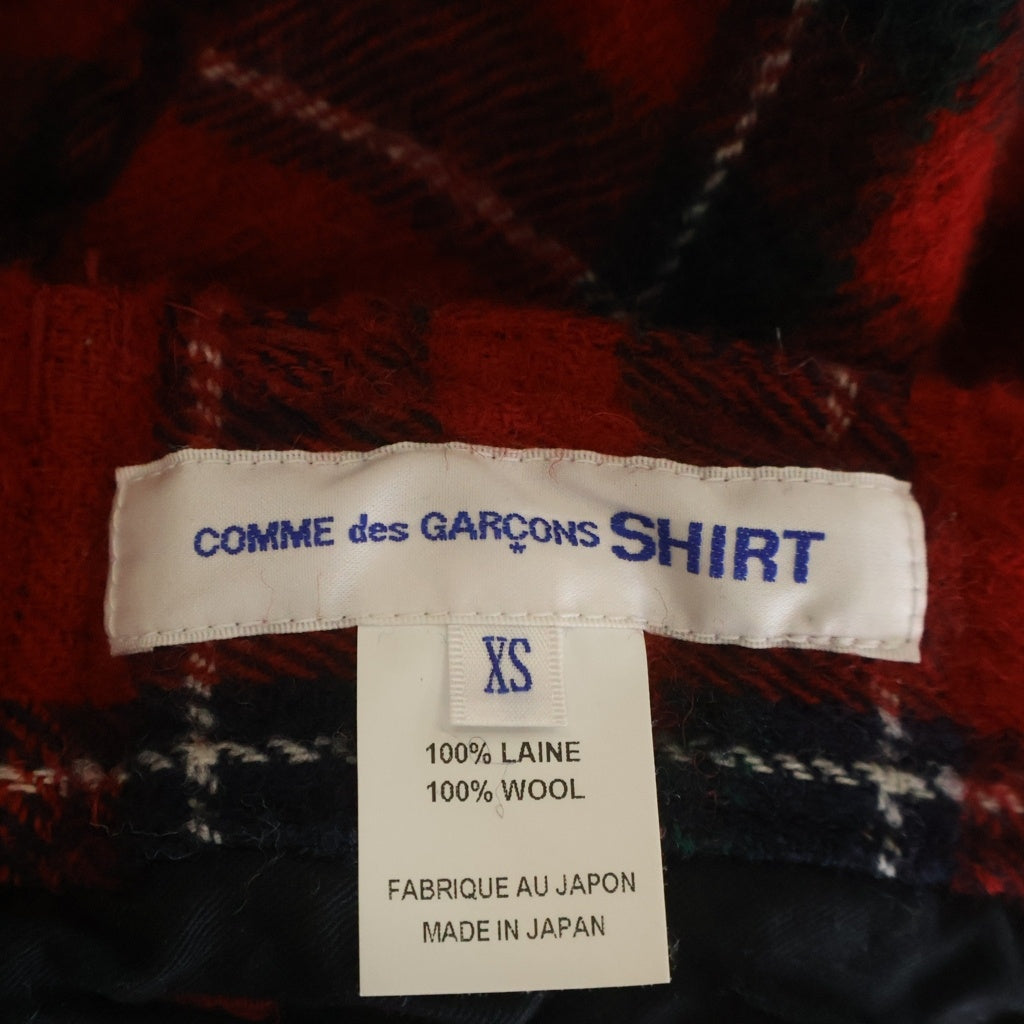 COMME des GARCONS SHIRT(コムデギャルソンシャツ) タータンチェック ウール縮絨 ストレートパンツ レッド FJ-P005
