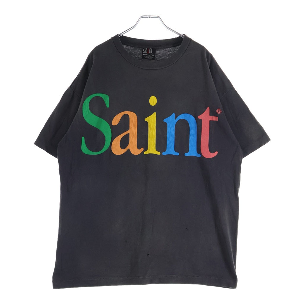 SAINT MICHAEL(セントマイケル) 24SS COLOFUL SAINT SS TEE カラフルロゴ プリント クルーネック半袖Tシャツ カットソー ブラック SM-YS8-0000-001