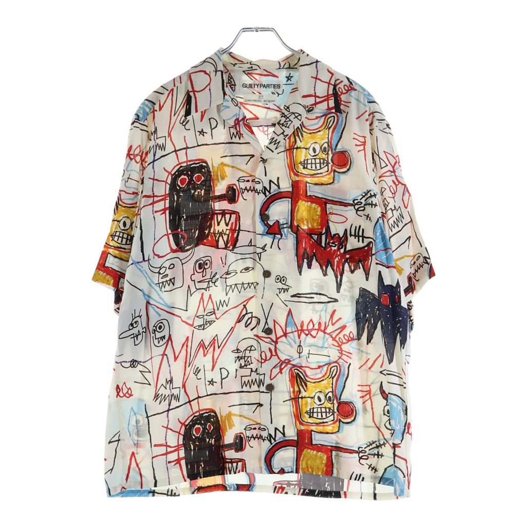 WACKO MARIA(ワコマリア) 23SS ×JEAN-MICHEL BASQUIAT ジャンミシェル バスキア 半袖ハワイアン オープンカラー レーヨン アロハシャツ 総柄 ホワイト