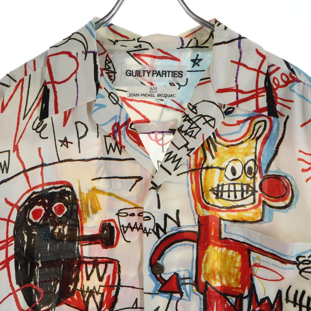 WACKO MARIA(ワコマリア) 23SS ×JEAN-MICHEL BASQUIAT ジャンミシェル バスキア 半袖ハワイアン オープンカラー レーヨン アロハシャツ 総柄 ホワイト