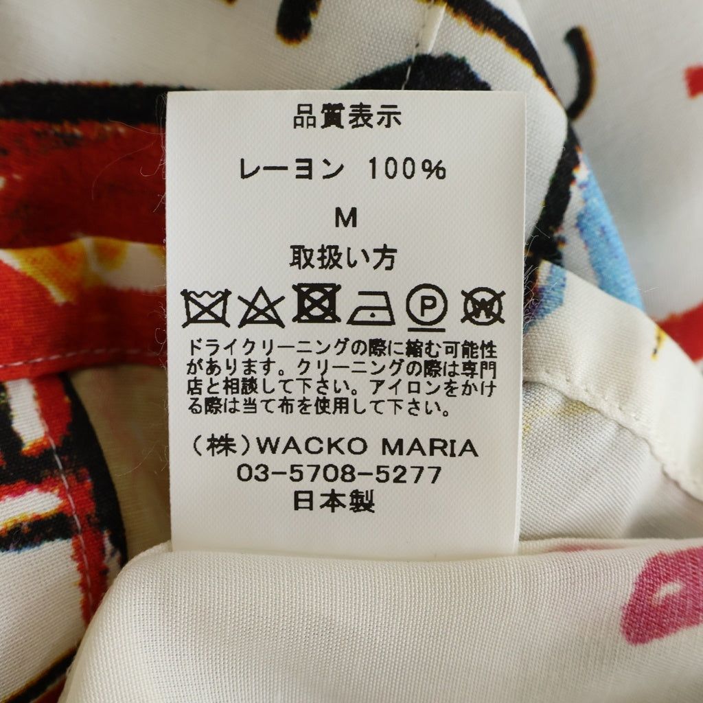 WACKO MARIA(ワコマリア) 23SS ×JEAN-MICHEL BASQUIAT ジャンミシェル バスキア 半袖ハワイアン オープンカラー レーヨン アロハシャツ 総柄 ホワイト