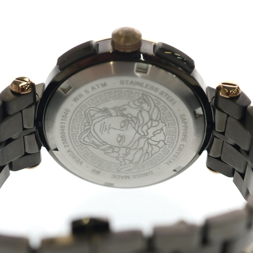 VERSACE(ヴェルサーチ) AION Chrono gent アイオンクロノジェント クォーツ式 ブラック文字盤 45mm 腕時計 ブラック/ゴールド VE6CA0723