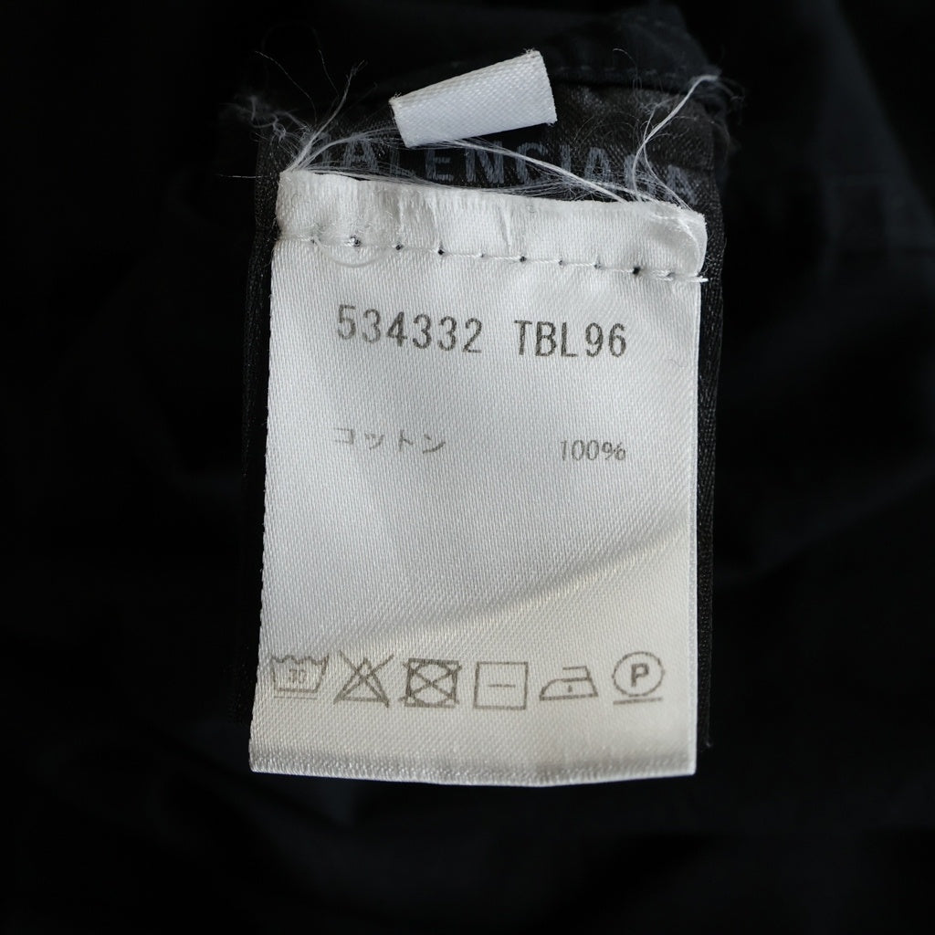BALENCIAGA(バレンシアガ) 18SS ロゴ総柄 フロントポケット ボタンダウン コットン半袖シャツ ブラック 534332 TBL96