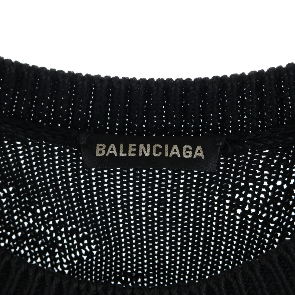 BALENCIAGA(バレンシアガ) ロゴ ジャガード クルーネック ニットセーター ブラック 599870 T3166