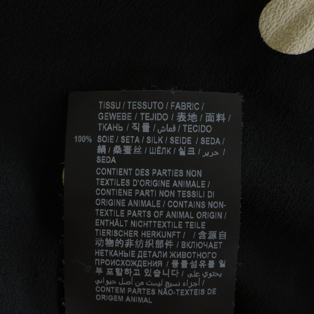 SAINT LAURENT PARIS(サンローランパリ) 20SS ポルカドット柄 スタンドカラー シルク 長袖シャツ ブラック/ホワイト 642421 Y2C99