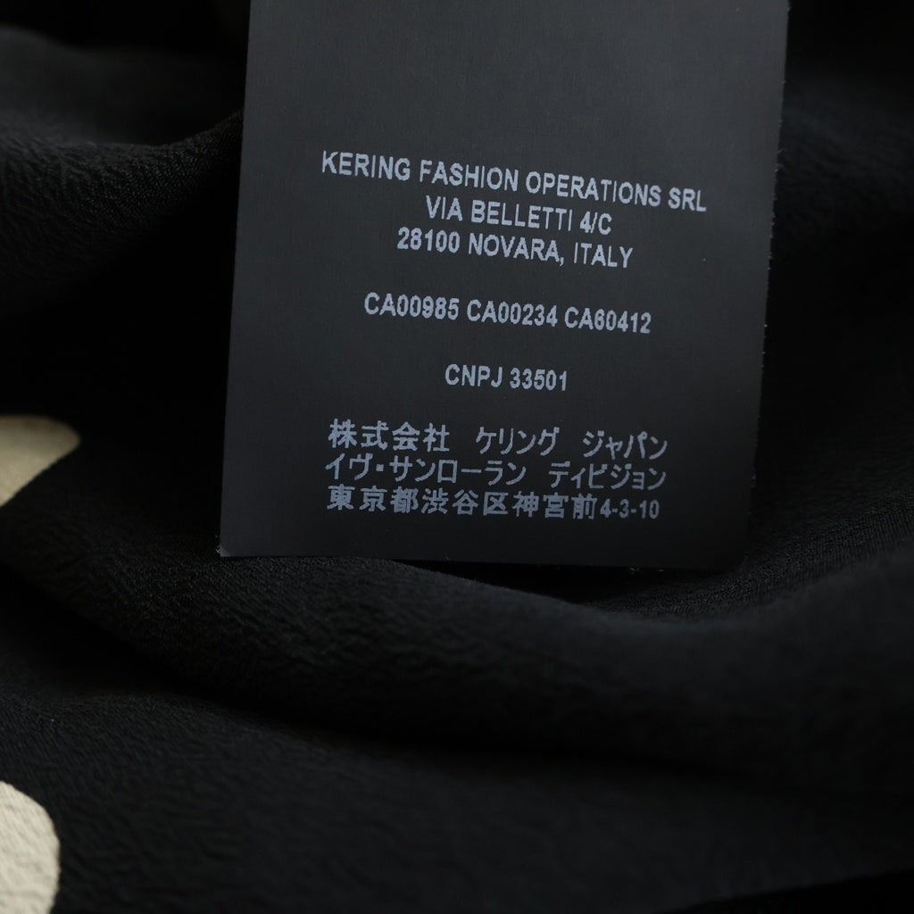 SAINT LAURENT PARIS(サンローランパリ) 20SS ポルカドット柄 スタンドカラー シルク 長袖シャツ ブラック/ホワイト 642421 Y2C99