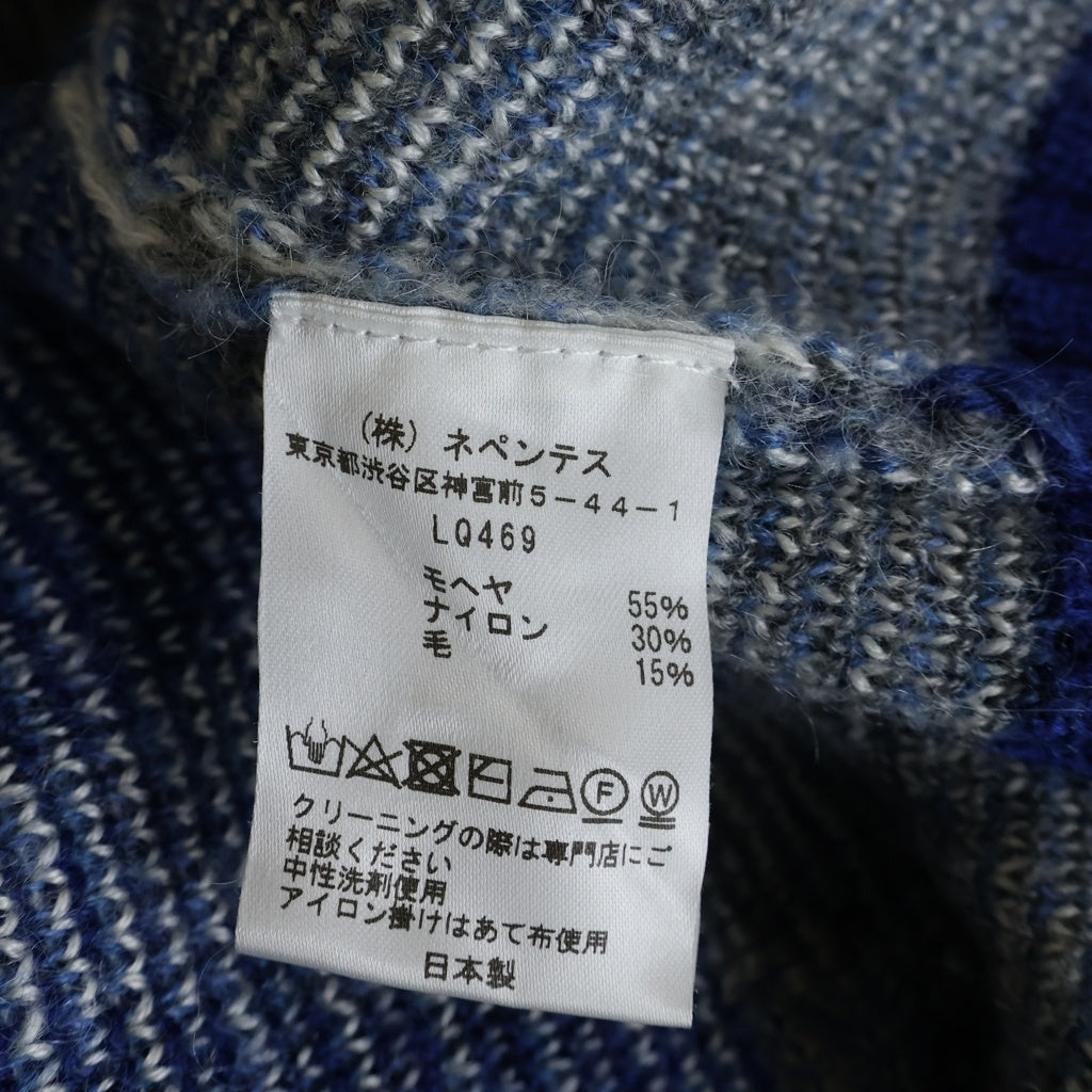 Needles(ニードルス) 22AW ×LOFTMAN 別注 MOHAIR CARDIGAN アーガイル柄 モヘアカーディガン ブルー/イエロー LQ469