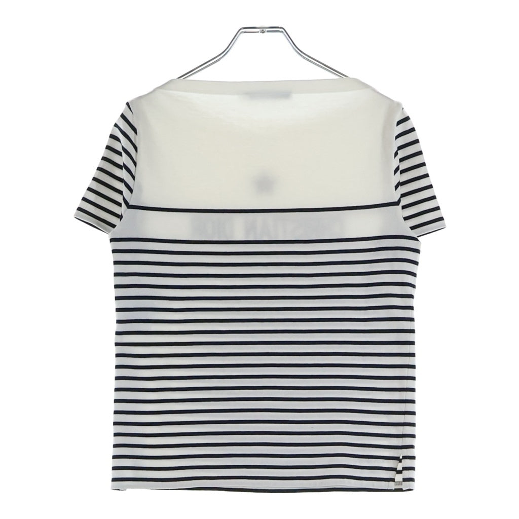 Christian Dior(クリスチャンディオール) DIORIVIERA ディオールヴィエラ マリンボーダー クルーネック クロップド半袖Tシャツ カットソー ホワイト 243T31A4085