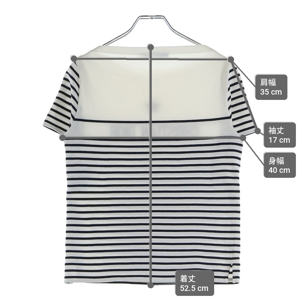 Christian Dior(クリスチャンディオール) DIORIVIERA ディオールヴィエラ マリンボーダー クルーネック クロップド半袖Tシャツ カットソー ホワイト 243T31A4085