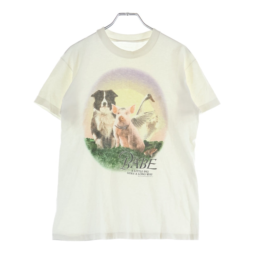 VINTAGE(ヴィンテージ) 90S VINTAGE BABE 1995 A LITTLE PIG GOES A LONG WAY WHITE ヴィンテージ アリトルピッグ ゴーズ アロングウェイ ウィンターランド クルーネック半袖Tシャツ