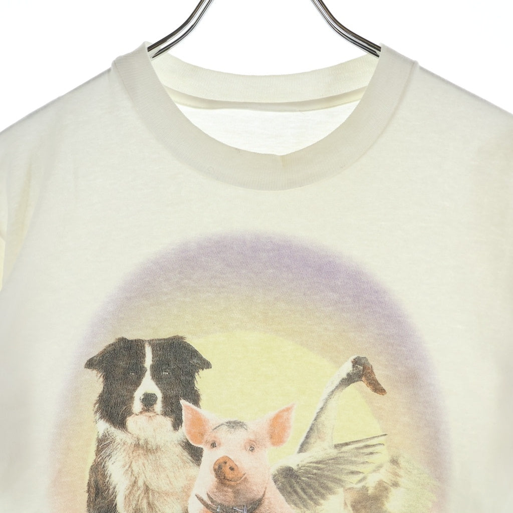 VINTAGE(ヴィンテージ) 90S VINTAGE BABE 1995 A LITTLE PIG GOES A LONG WAY WHITE ヴィンテージ アリトルピッグ ゴーズ アロングウェイ ウィンターランド クルーネック半袖Tシャツ