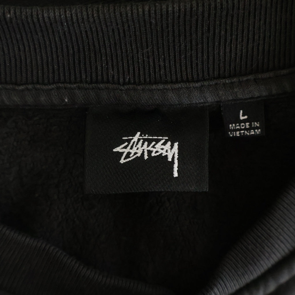STUSSY(ステューシー) SWEATSHIRT ヘンリーネック プルオーバースウェットシャツ トレーナー ブラック