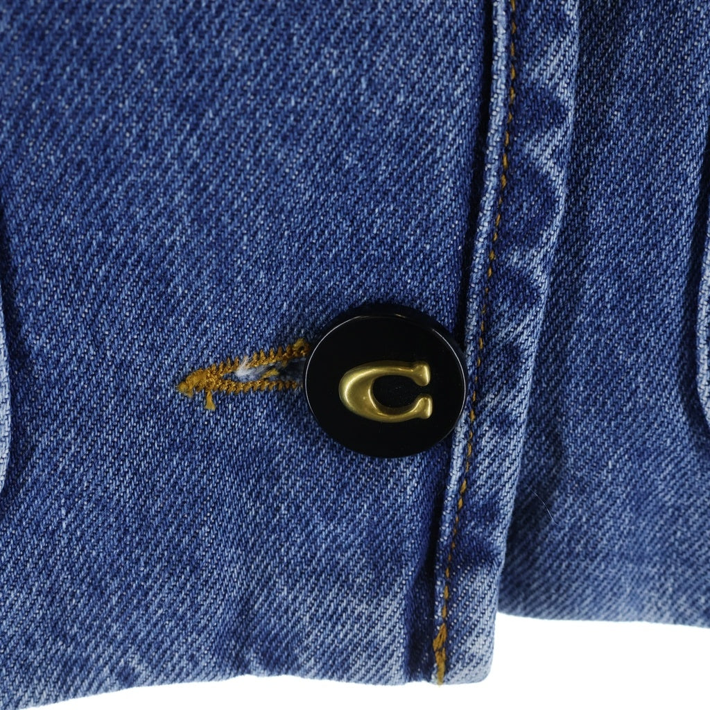 COACH(コーチ) オーガニック コットン 裏地キルティング クロップド丈 カラーレス デニム ジャケット インディゴ レディース CAT14