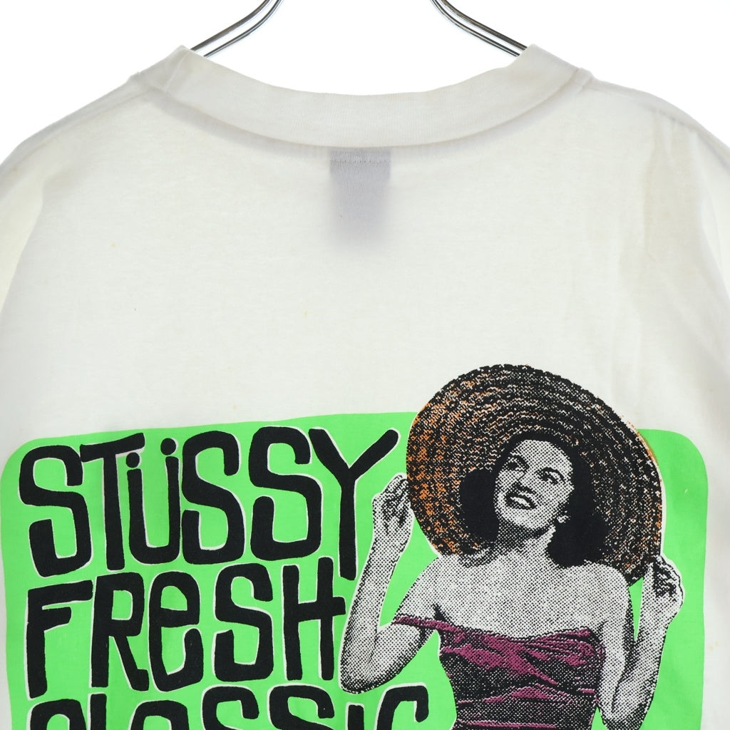 STUSSY(ステューシー) 90S OLD FRESH CLASSIC オールド フレッシュクラシック 紺タグ クルーネック半袖Tシャツ カットソー ホワイト
