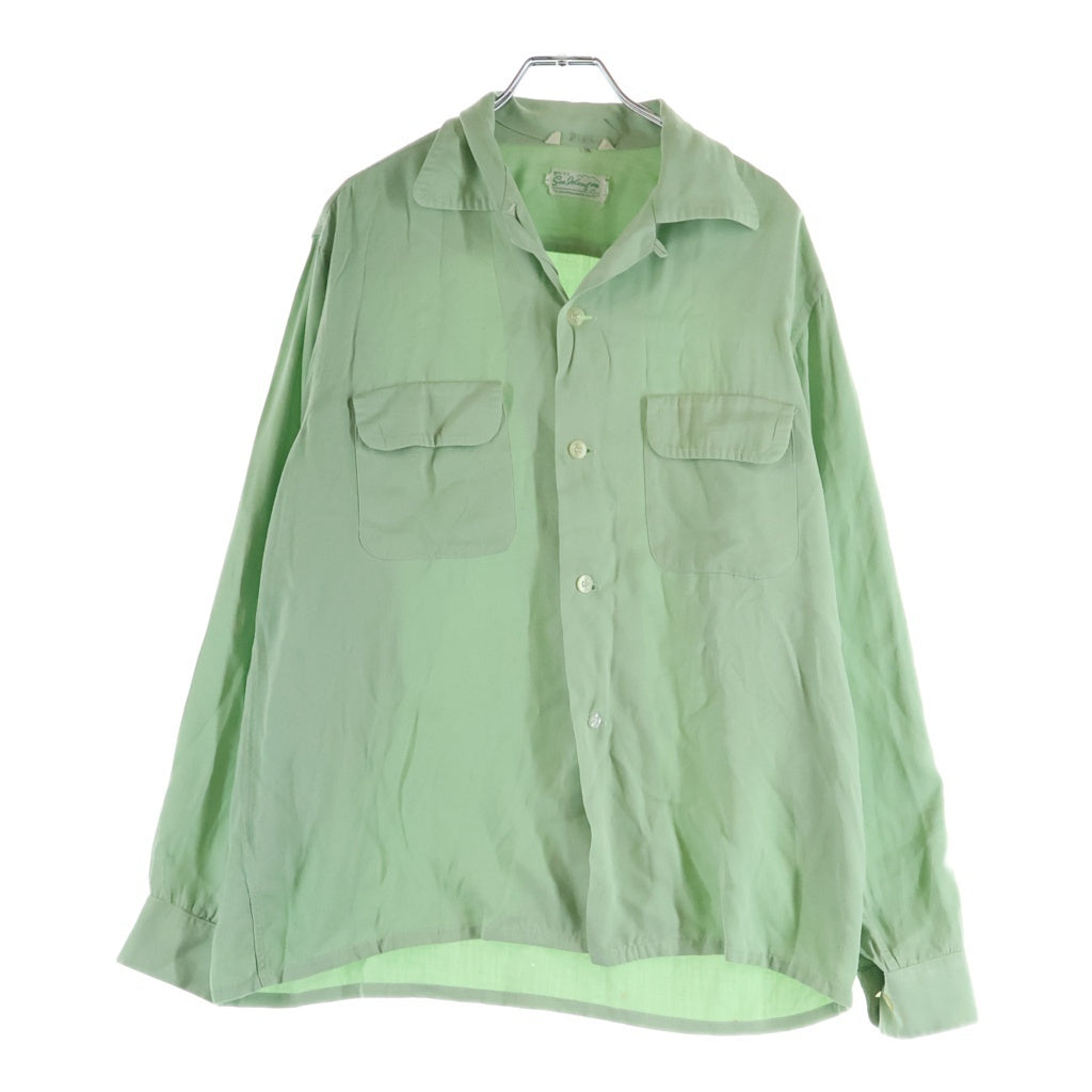 VINTAGE(ヴィンテージ) 50S VINTAGE SEA ISLAND ヴィンテージ シーアイランド レーヨンギャバジン オープンカラー長袖シャツ ライトグリーン