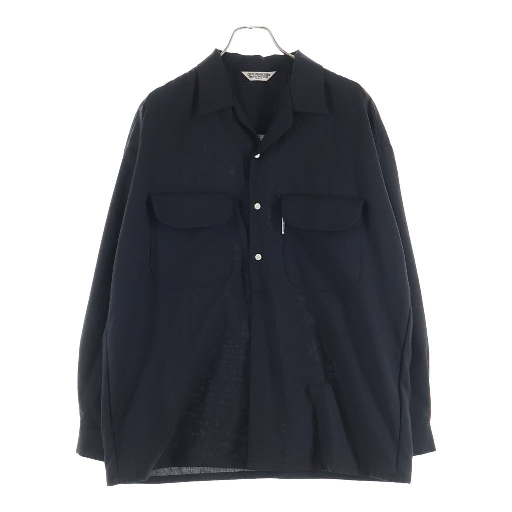 COOTIE PRODUCTIONS(クーティー プロダクションズ) T/W Open Collar L/S Shirt ツイル オープンカラー長袖シャツ ブラック CTE-24A402-PLAIN