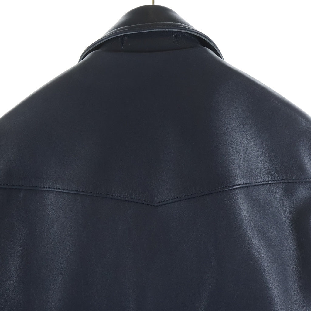 666 LEATHER WEAR(トリプルシックスレザーウェア) LJM-1TF タイトフィット ステアハイド ライダースレザージャケット ネイビーブルー