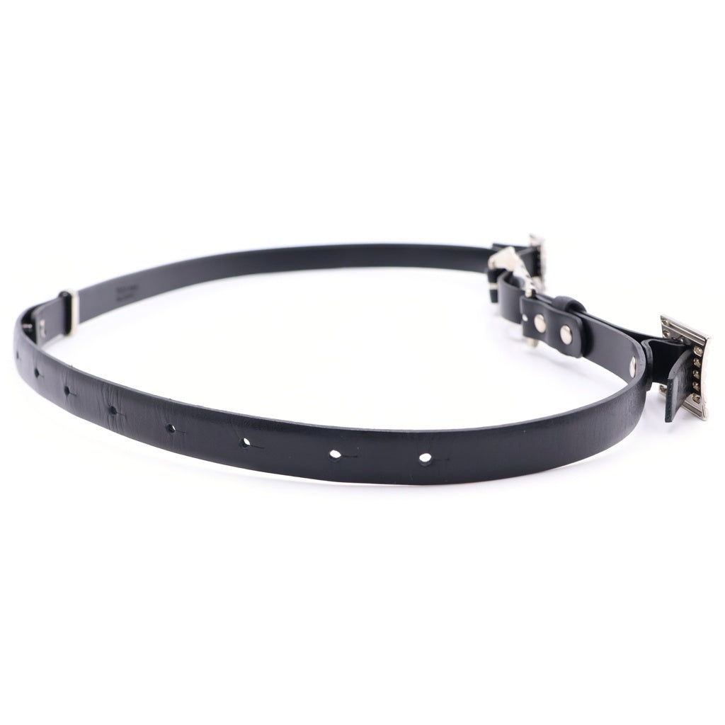 TOGA PULLA(トーガ プルラ) 20AW DOUBLE BUCKLE BELT ダブルバックル サスティナブルレザー ベルト ブラック TP02-AH264