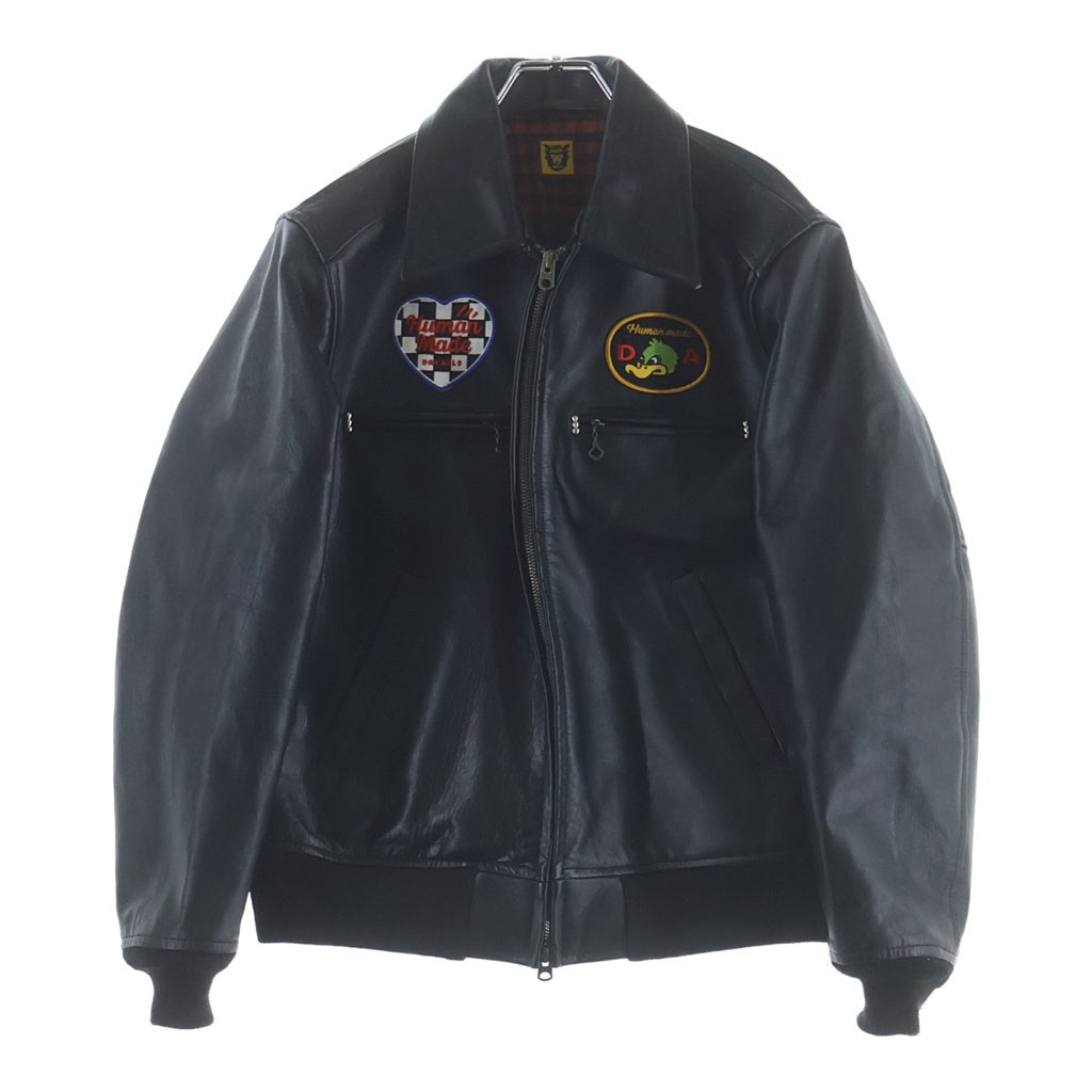 HUMAN MADE(ヒューマンメイド) LETHER JACKET ロゴワッペン ホーススキン レザージャケット ブラック HM28JK047
