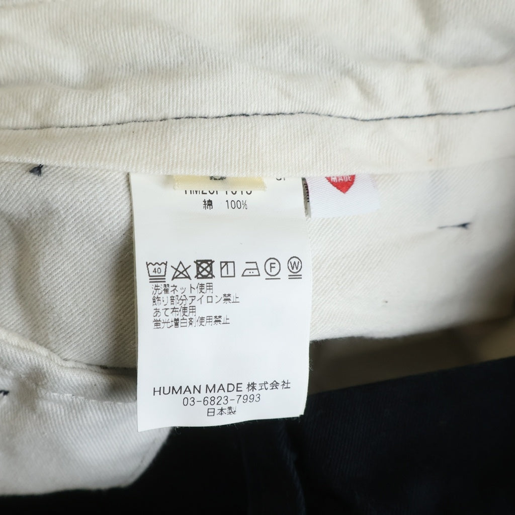 HUMAN MADE(ヒューマンメイド) ハートロゴエンブロイダリー ワーク コットン チノパンツ ネイビー HM28PT013