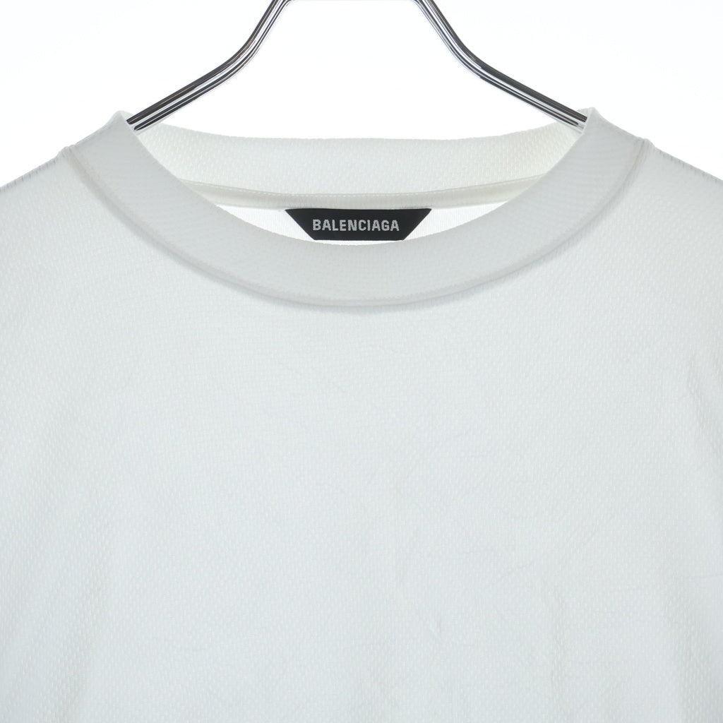 BALENCIAGA(バレンシアガ) ポリエステル ロゴエンブロイダリー スポーツ クルーネック長袖Tシャツ カットソー ホワイト 657093 TKV24