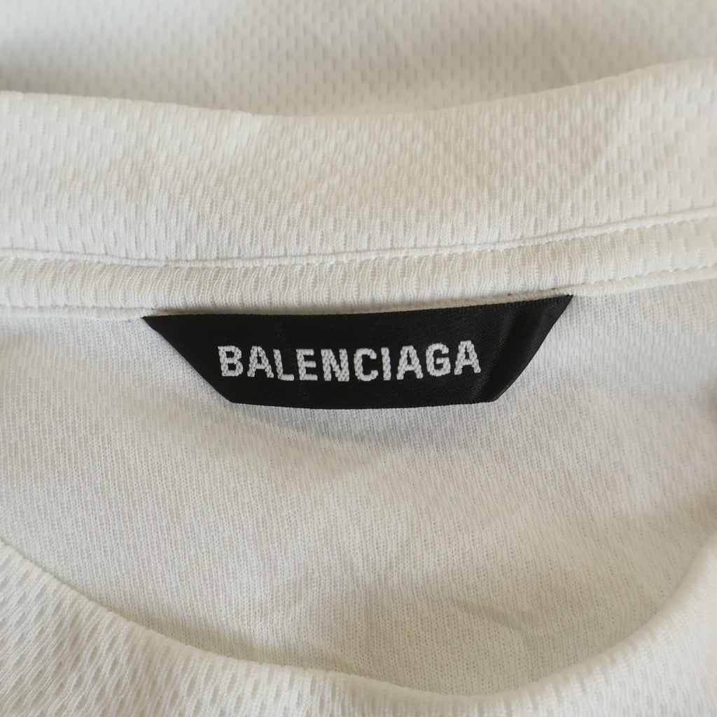 BALENCIAGA(バレンシアガ) ポリエステル ロゴエンブロイダリー スポーツ クルーネック長袖Tシャツ カットソー ホワイト 657093 TKV24