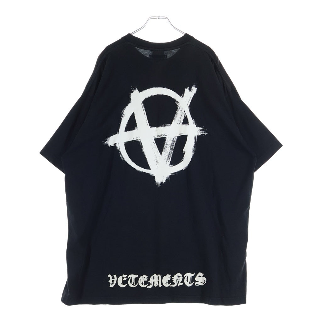 VETEMENTS(ヴェトモン) 22AW DOUBLE ANARCHY LOGO T-SHIRT ダブルアナーキー 両面ロゴプリント クルーネック半袖Tシャツ カットソー ブラック UA53TR500X