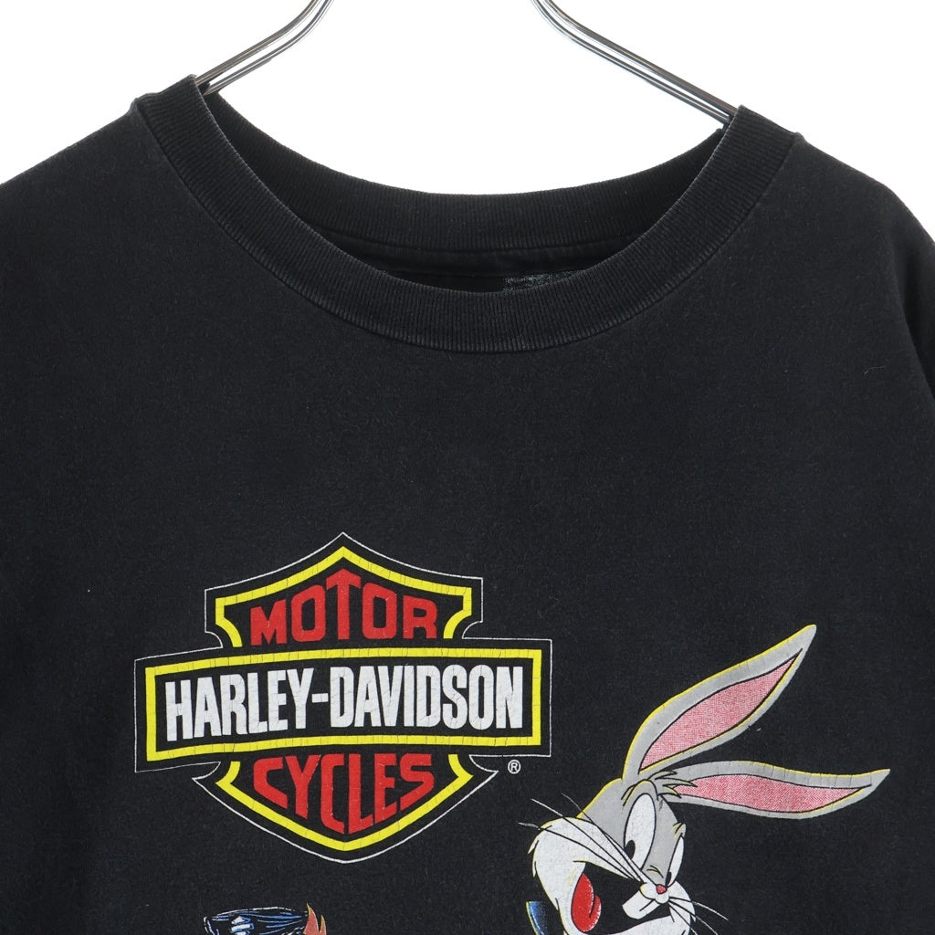 HARLEY DAVIDSON(ハーレーダビッドソン) 90S LOONEY TUNES ヴィンテージ USA製 ルーニーテューンズ キャラクタープリント クルーネック 半袖Tシャツ カットソー ブラック