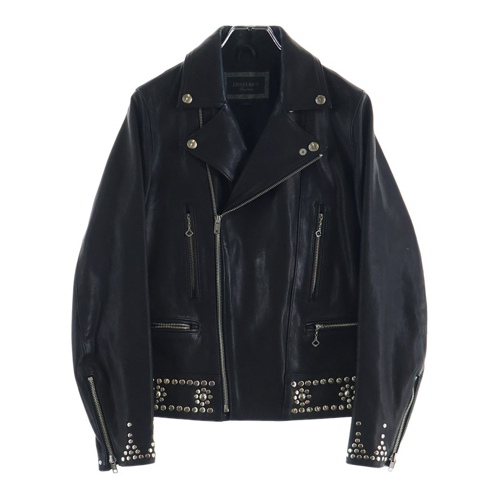HYSTERIC GLAMOUR(ヒステリックグラマー) 17SS ゴートレザー スタッズ ダブルライダースジャケット レディース ブラック