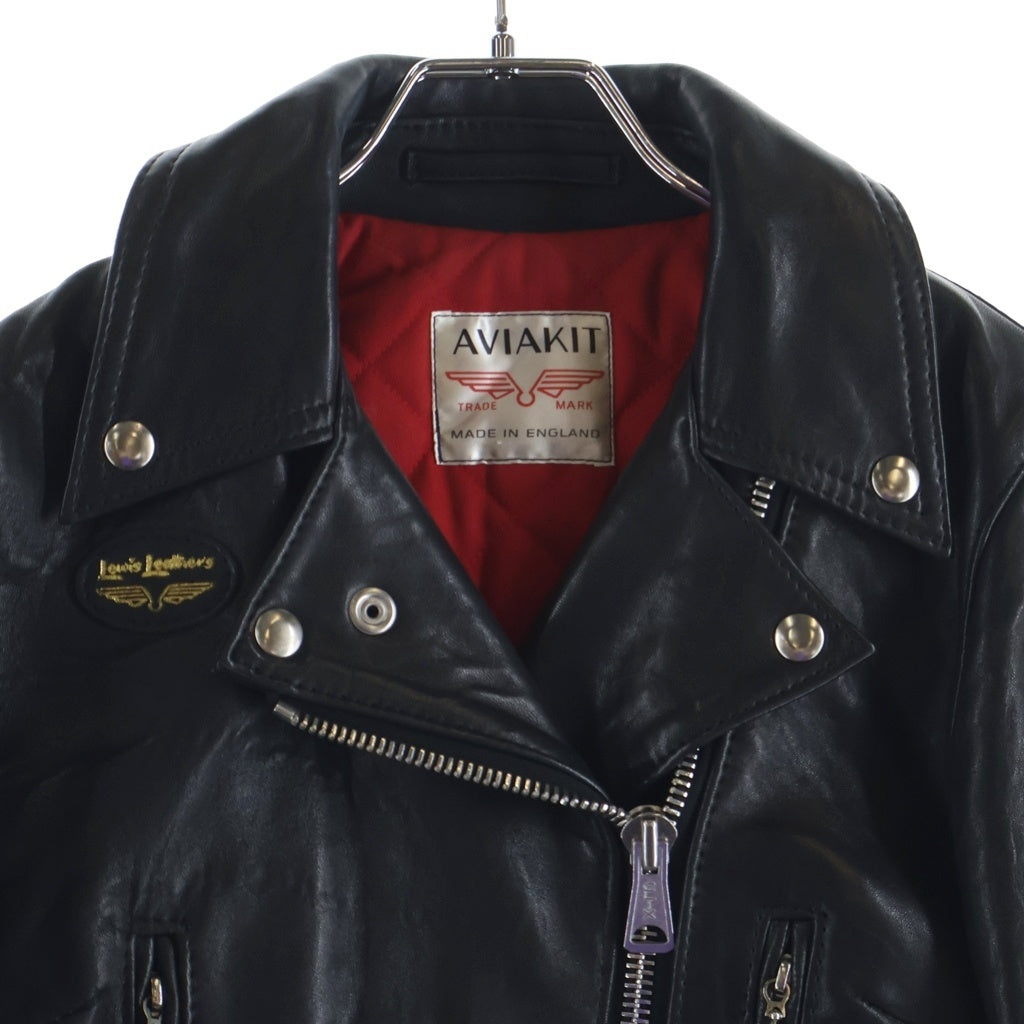 HYSTERIC GLAMOUR(ヒステリックグラマー) 15SS ×LEWIS LEATHERS LIGHTNING ルイスレザー ライトニング ロゴスタッズパッチ レザー ダブルライダースジャケット ブラック 0151LB01