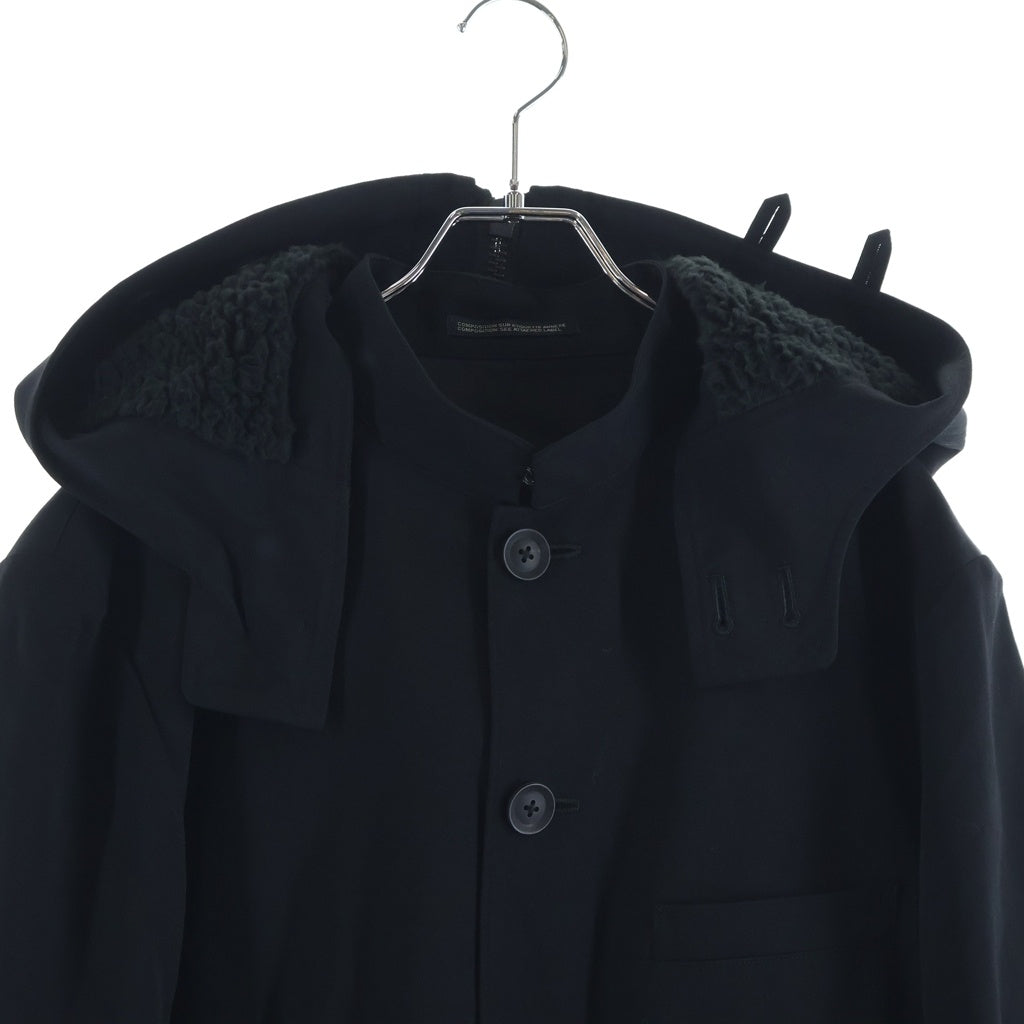 Yohji Yamamoto POUR HOMME(ヨウジヤマモト プールオム) 21AW ウールギャバジン ボアフード 3WAY ジャケット ブラック HX-J17-100