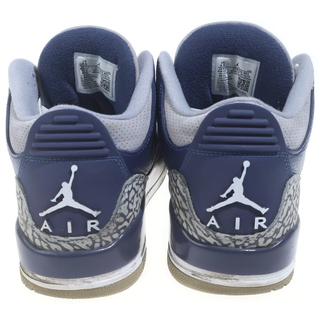 NIKE(ナイキ) AIR JORDAN 3 RETRO エアジョーダン ハイカットスニーカー グレー/ネイビー US9.5/27.5cm CT8532-401
