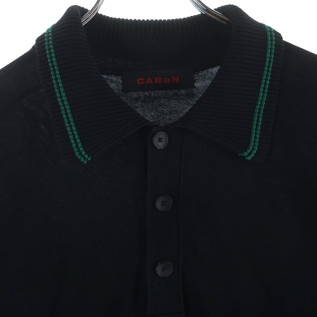 CABaN(キャバン) コットン ポロカラープルオーバーニットセーター ブラック