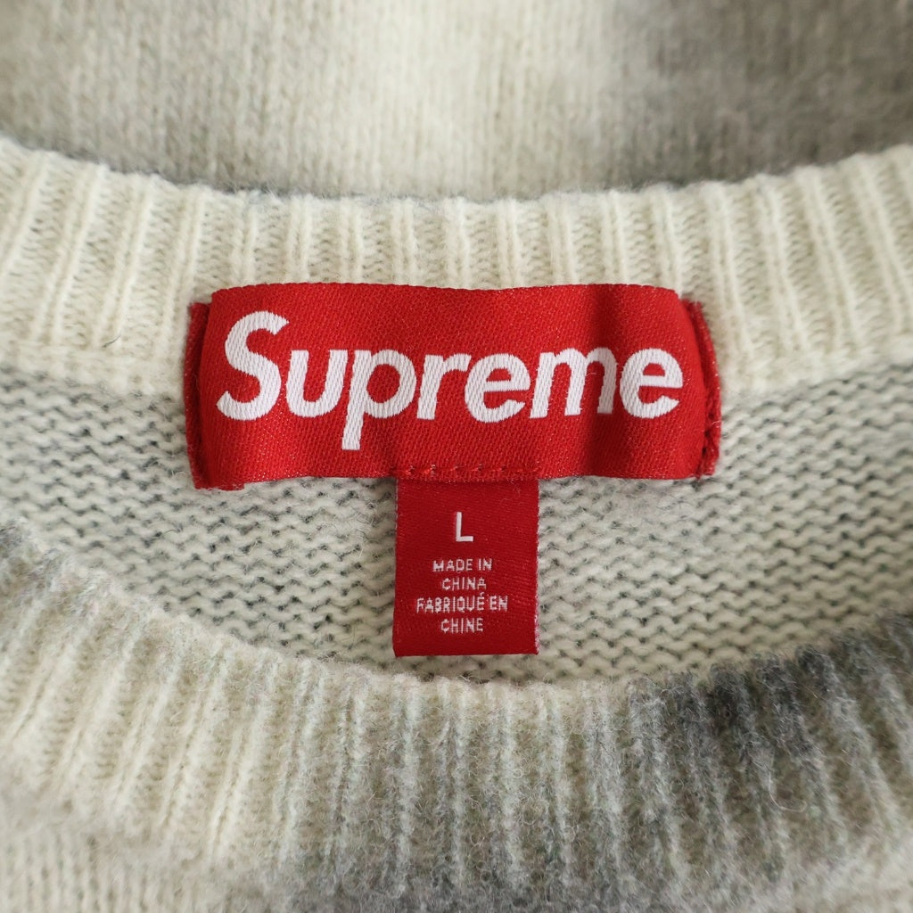 SUPREME(シュプリーム) 23AW Blurred Logo Sweater ブラード ロゴ クルーネックニットセーター ブラック/ホワイト