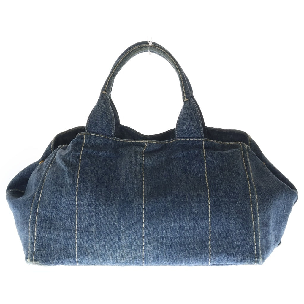PRADA(プラダ) カナパ 40 デニム トートバッグ ハンドバッグ インディゴ ゴールド金具 レディース