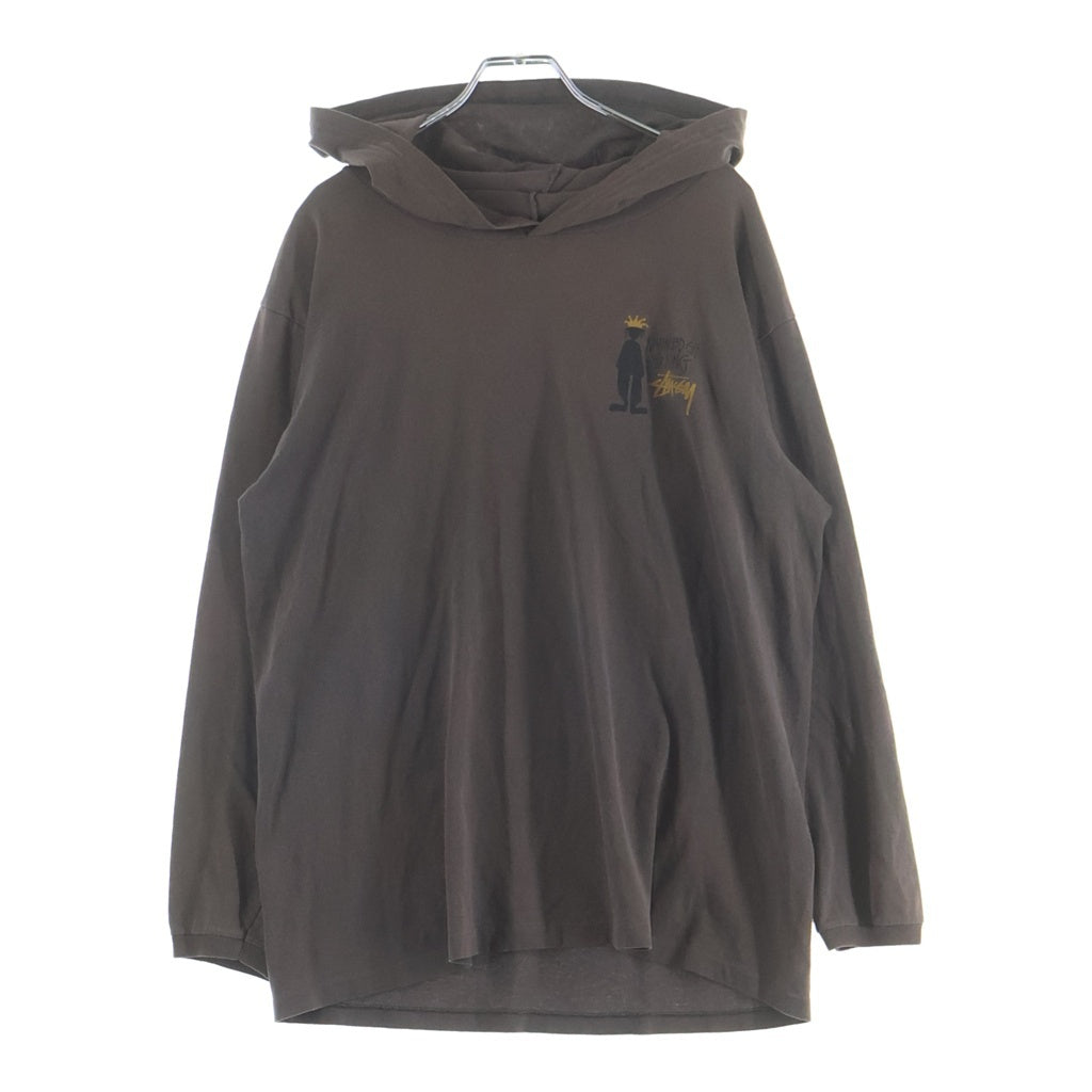 STUSSY(ステューシー) 80S VINTAGE KNOWLEDGE IS KING ヴィンテージ シャドーマン ノウレッジイズキング フーデッド長袖Tシャツ カットソー ブラウン