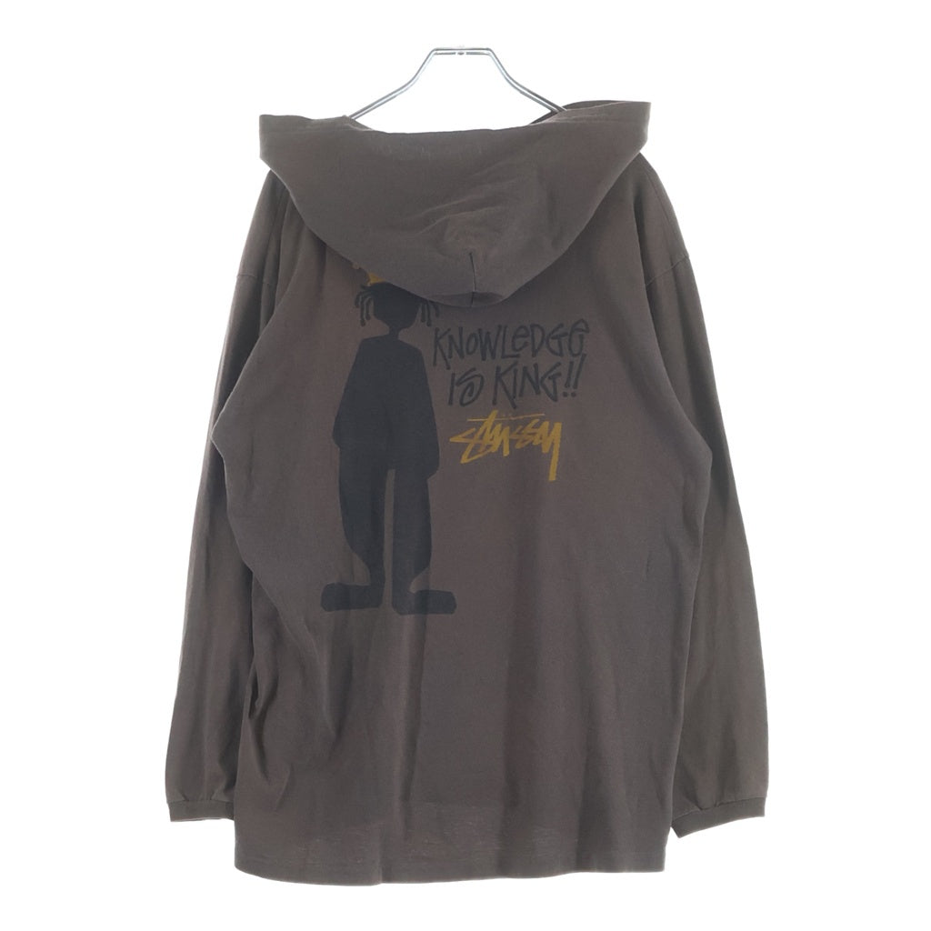 STUSSY(ステューシー) 80S VINTAGE KNOWLEDGE IS KING ヴィンテージ シャドーマン ノウレッジイズキング フーデッド長袖Tシャツ カットソー ブラウン