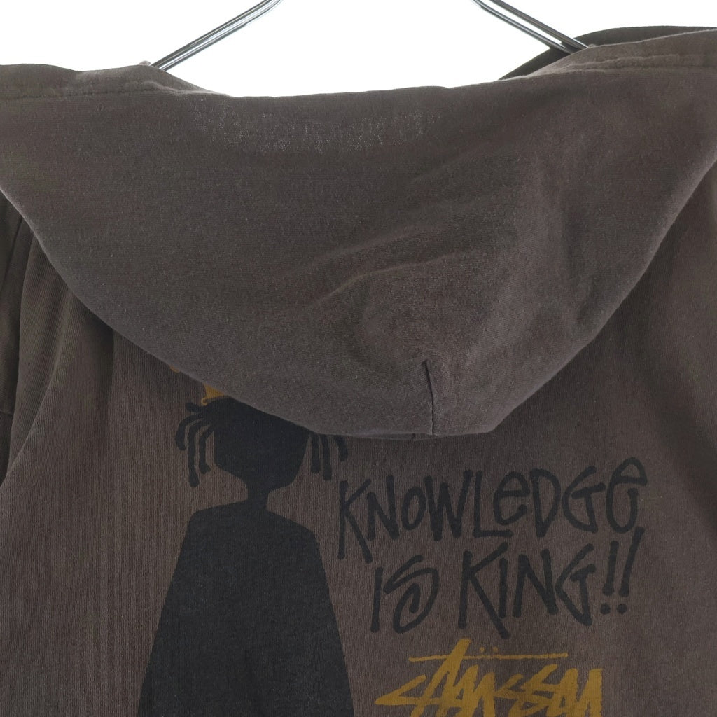 STUSSY(ステューシー) 80S VINTAGE KNOWLEDGE IS KING ヴィンテージ シャドーマン ノウレッジイズキング フーデッド長袖Tシャツ カットソー ブラウン