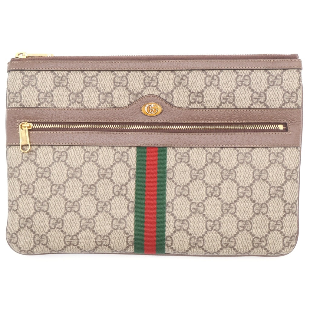 GUCCI(グッチ) GGスプリーム オフディア クラッチバッグ ブラウン 517551 レディース