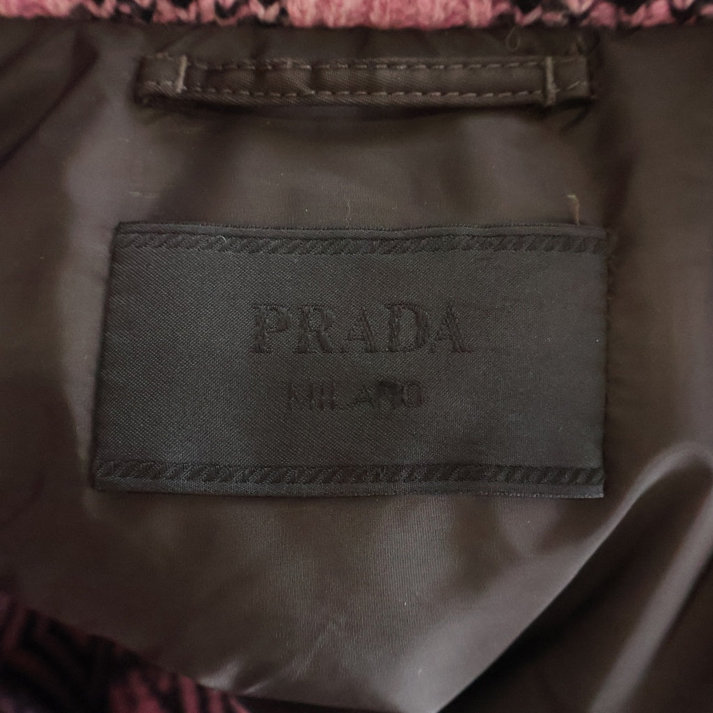 PRADA(プラダ) 21AW RE NYLON KNIT BOMBER JACKET リサイクル ナイロン ニット 中綿 ボンバージャケット ブルゾン ブラウン/ピンク SGB895